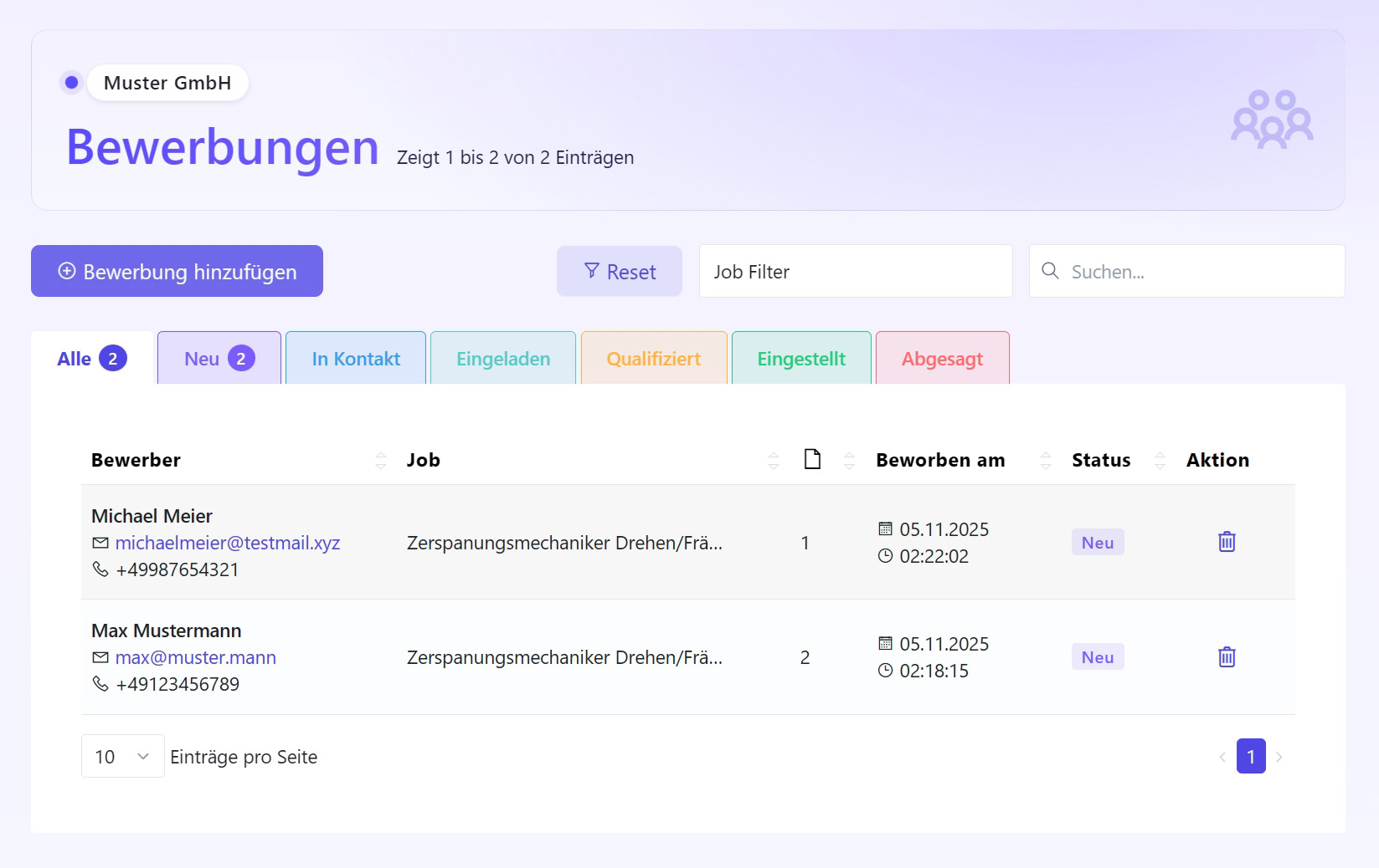 Produkt-Screenshot augsburg.jobs: Bewerberpool