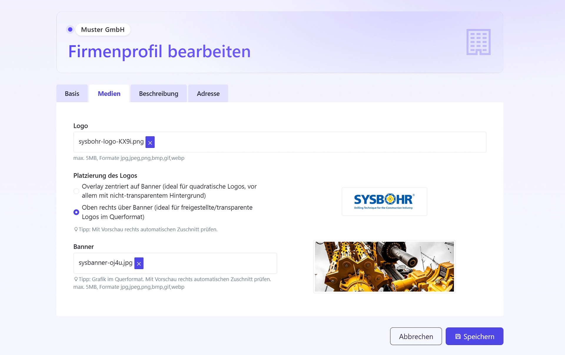 Produkt-Screenshot augsburg.jobs: Firmenprofil bearbeiten