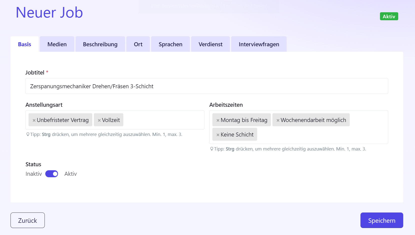 Produkt-Screenshot augsburg.jobs: Neuer Job